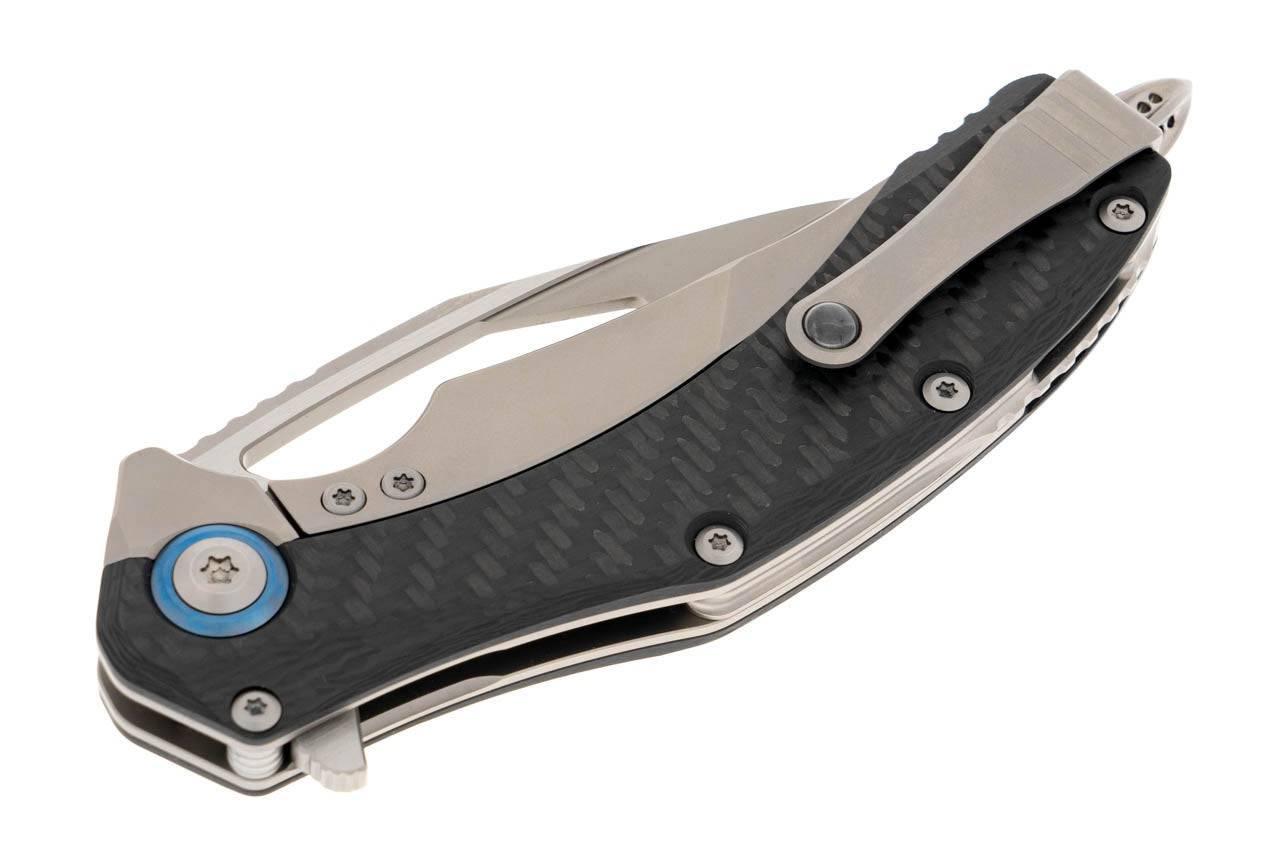 Microtech 165C-4CFTI Matrix Carbon Fiber Titanium Blue Pivot Hand Rubbed Satin Blade - NORTH RIVER OUTDOORS