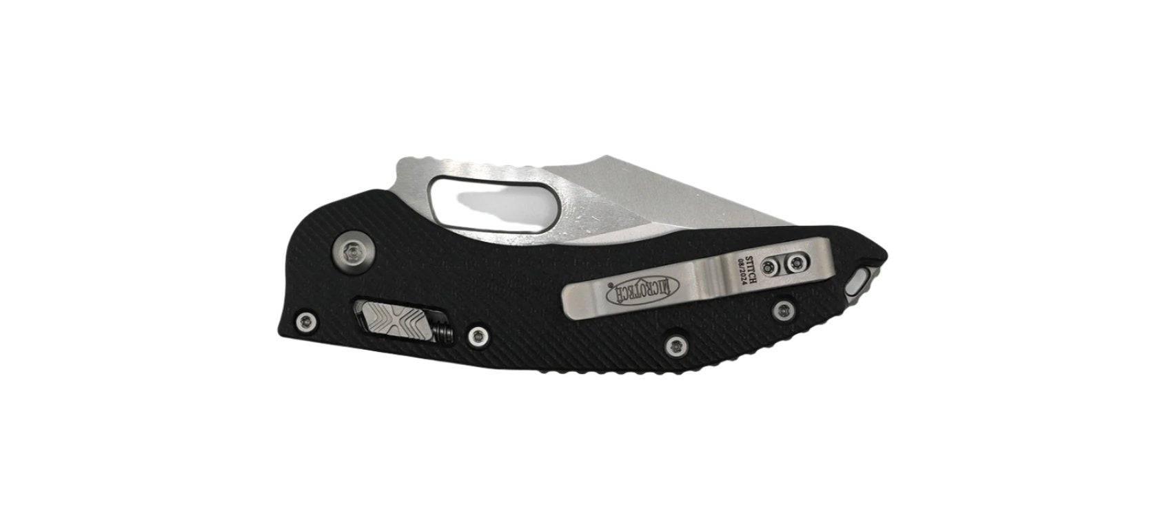 Microtech 169RL-10FLGTBK Stitch S/E Ram-Lok Black Fluted G-10 Handle Stonewashed Blade - NORTH RIVER OUTDOORS