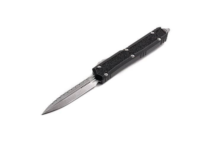 Microtech 206-12 S Makora D/E Full Serrated Stonewashed Blade (USA) - NORTH RIVER OUTDOORS