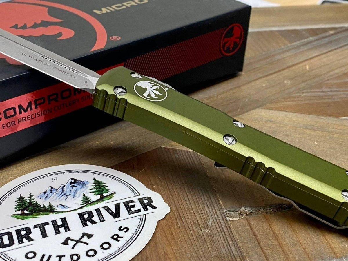 Microtech 223-10APOD Ultratech Spartan OD Green Handle Apocalyptic Blade - NORTH RIVER OUTDOORS