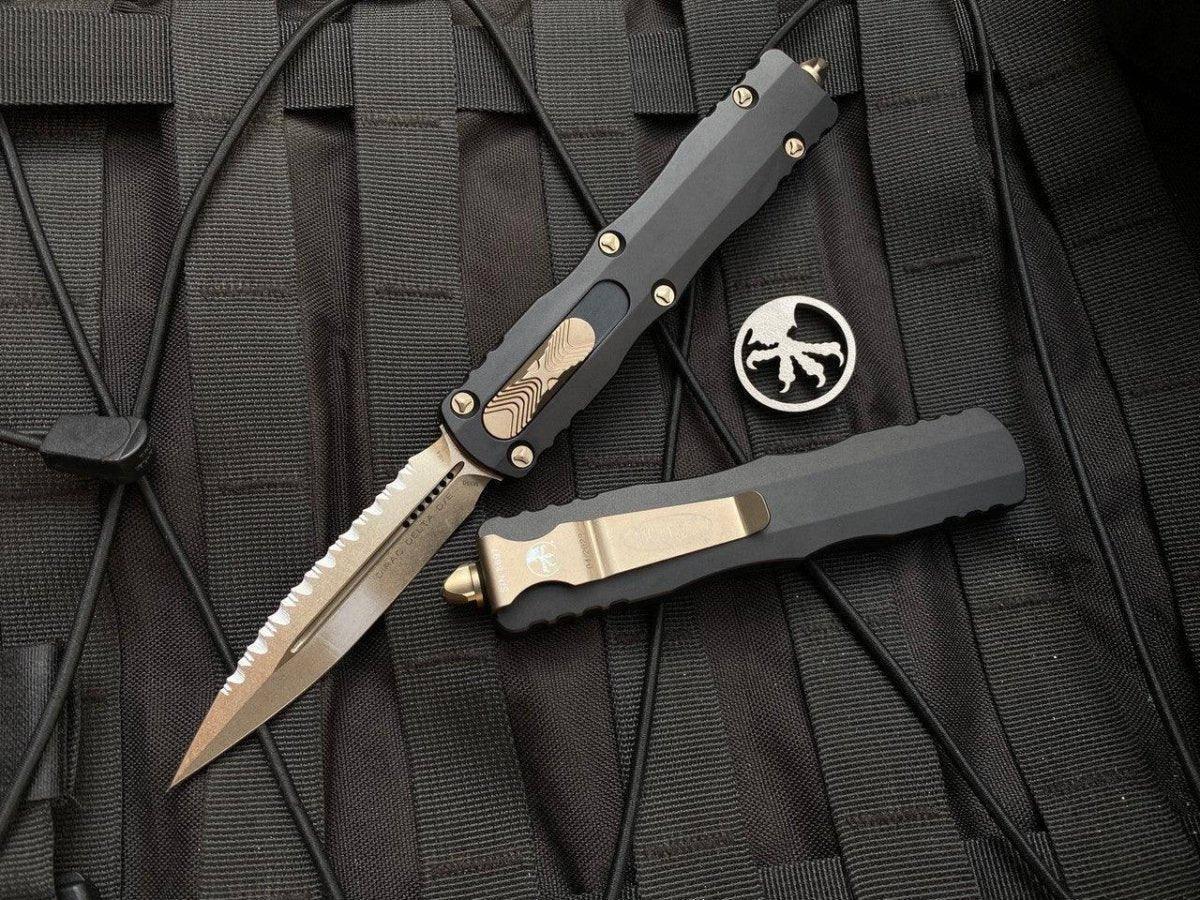 Microtech 227-15 Dirac Delta D/E Bronze Full Serrated Black Handle