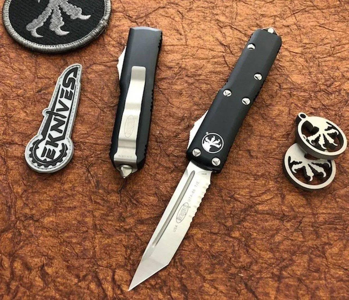 Microtech 233-5 UTX-85 T/E Black Satin Blade Partially Serrated - NORTH RIVER OUTDOORS