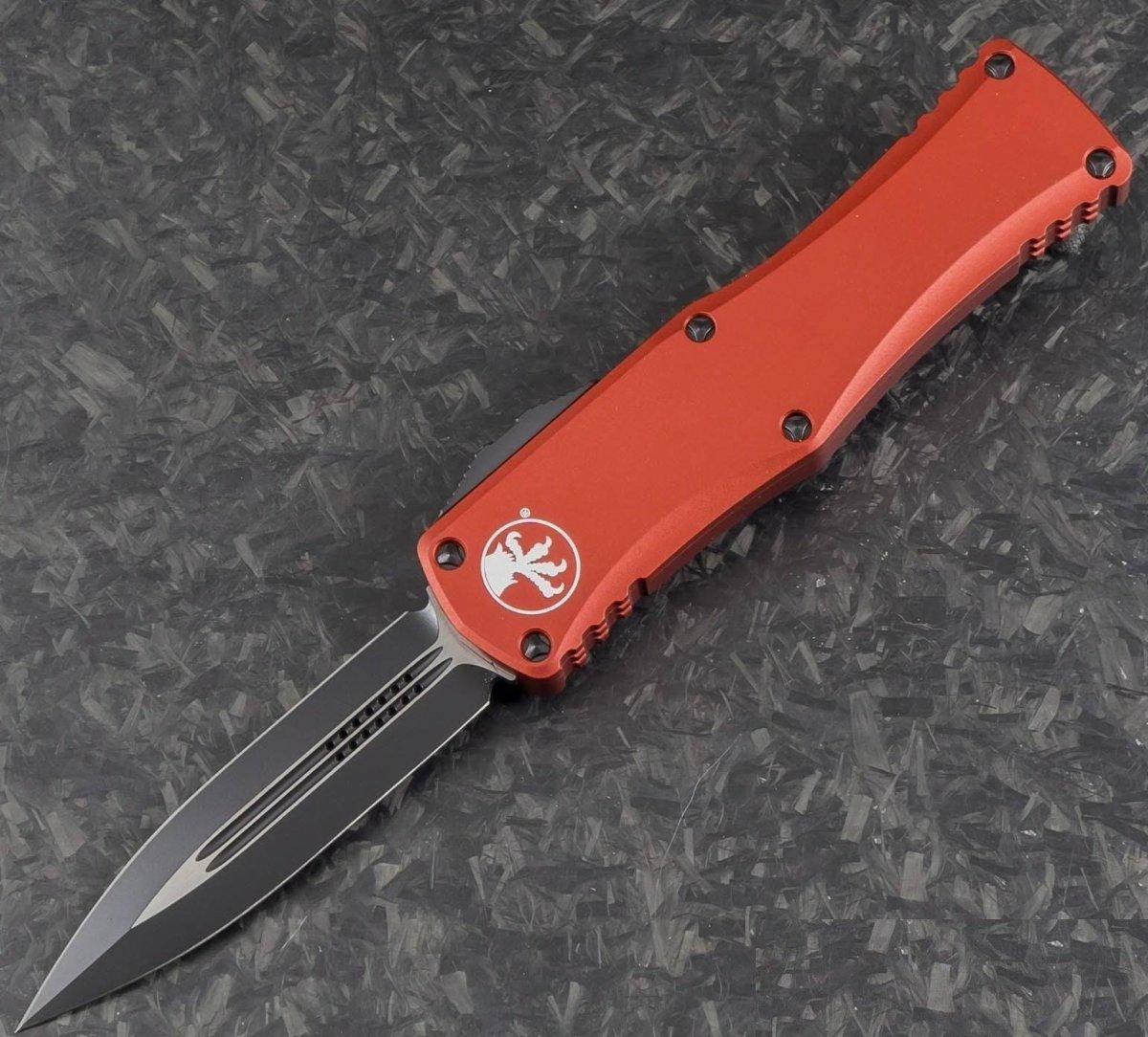 MICROTECH 702-1RD HERA D/E BLACK STD RED HANDLES - NORTH RIVER OUTDOORS