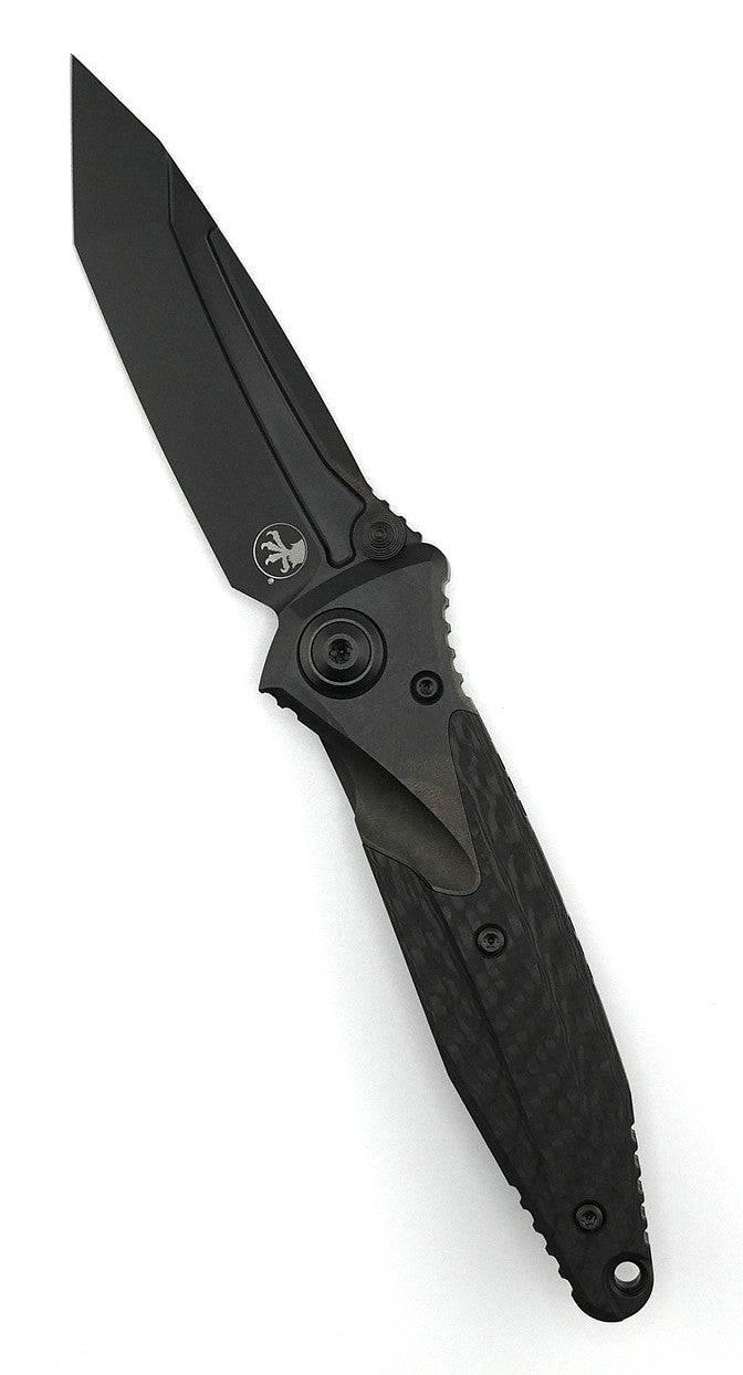 Microtech Signature Socom Bravo Manual Folding Knife 4" M390 Black DLC Tanto Titanium Handles Carbon Fiber Scales 261-1DLCTCFTIS - NORTH RIVER OUTDOORS