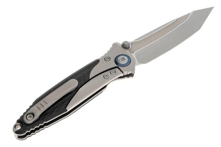 Microtech Socom Bravo Mini Manual Folding Knife 3.5" M390 Tanto Plain Blade Titanium Handles Carbon Fiber - NORTH RIVER OUTDOORS