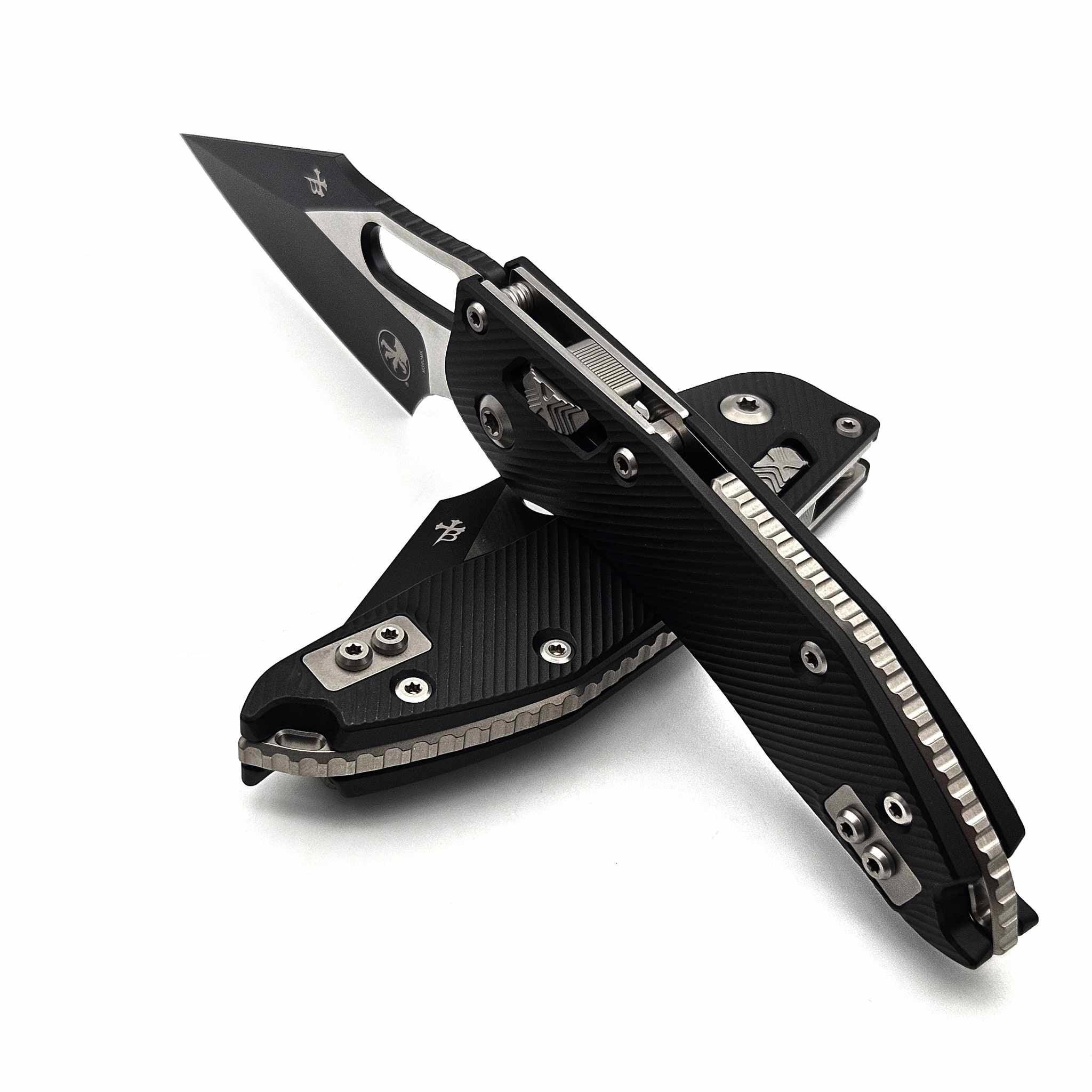 Microtech Stitch Ram-Lok 169RL-1FL Fluted Black Aluminum Black Standard - NORTH RIVER OUTDOORS