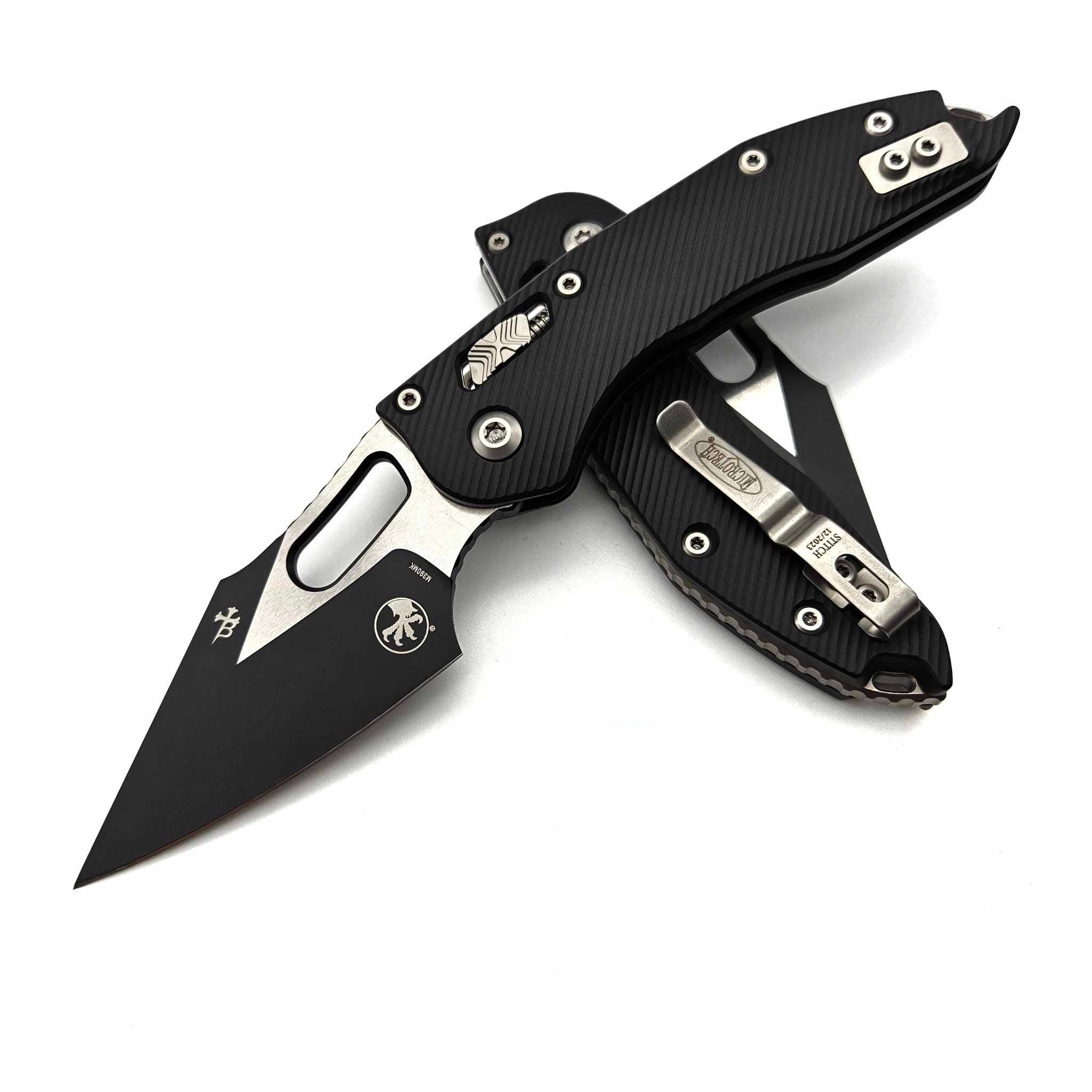Microtech Stitch Ram-Lok 169RL-1FL Fluted Black Aluminum Black