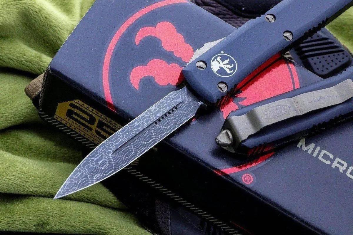Microtech Ultratech Signature Damascus D/E OTF Auto Knife 122-16 - NORTH RIVER OUTDOORS