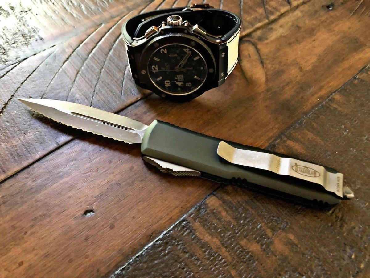 Microtech UTX-85 D/E 232-12APOD F/S Apocalyptic Blade OD Green Handle - NORTH RIVER OUTDOORS