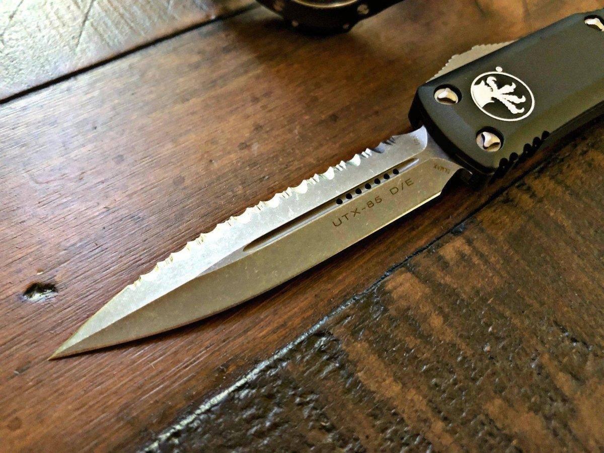 Microtech UTX-85 D/E 232-12APOD F/S Apocalyptic Blade OD Green Handle - NORTH RIVER OUTDOORS