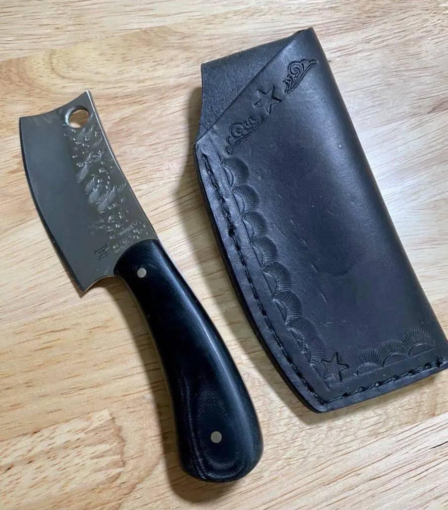 Nic Nichols Mini Cleaver Black Linen Micarta Handles - NORTH RIVER OUTDOORS