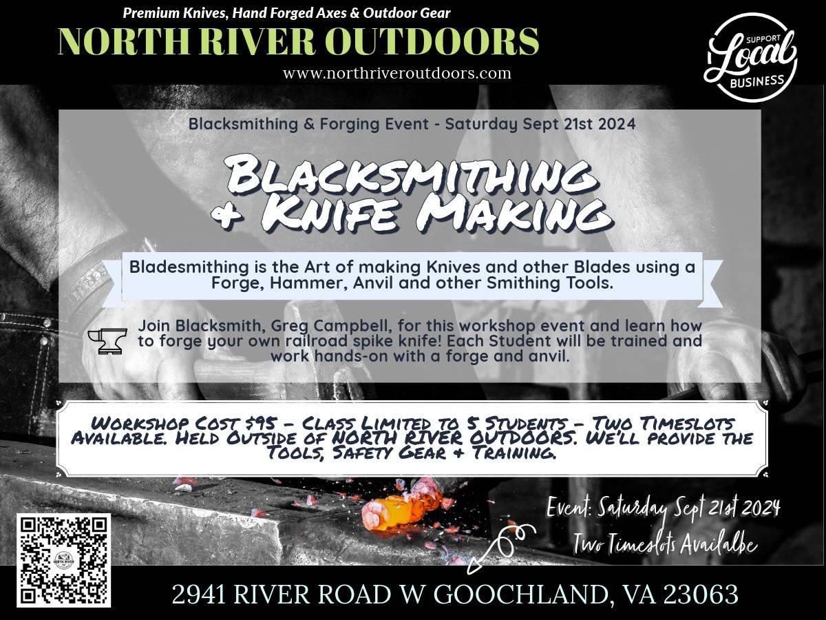 Blacksmithing & Knife Making Class (Sept 21st 2024) - NORTH RIVER OUTDOORS
