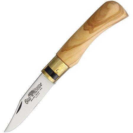 Old Bear Classical Extra Small 9307/15_LU Folding Knife 2.33" Stainless Steel Satin Blade Olive Wood Handle Ring Lock - NORTH RIVER OUTDOORS