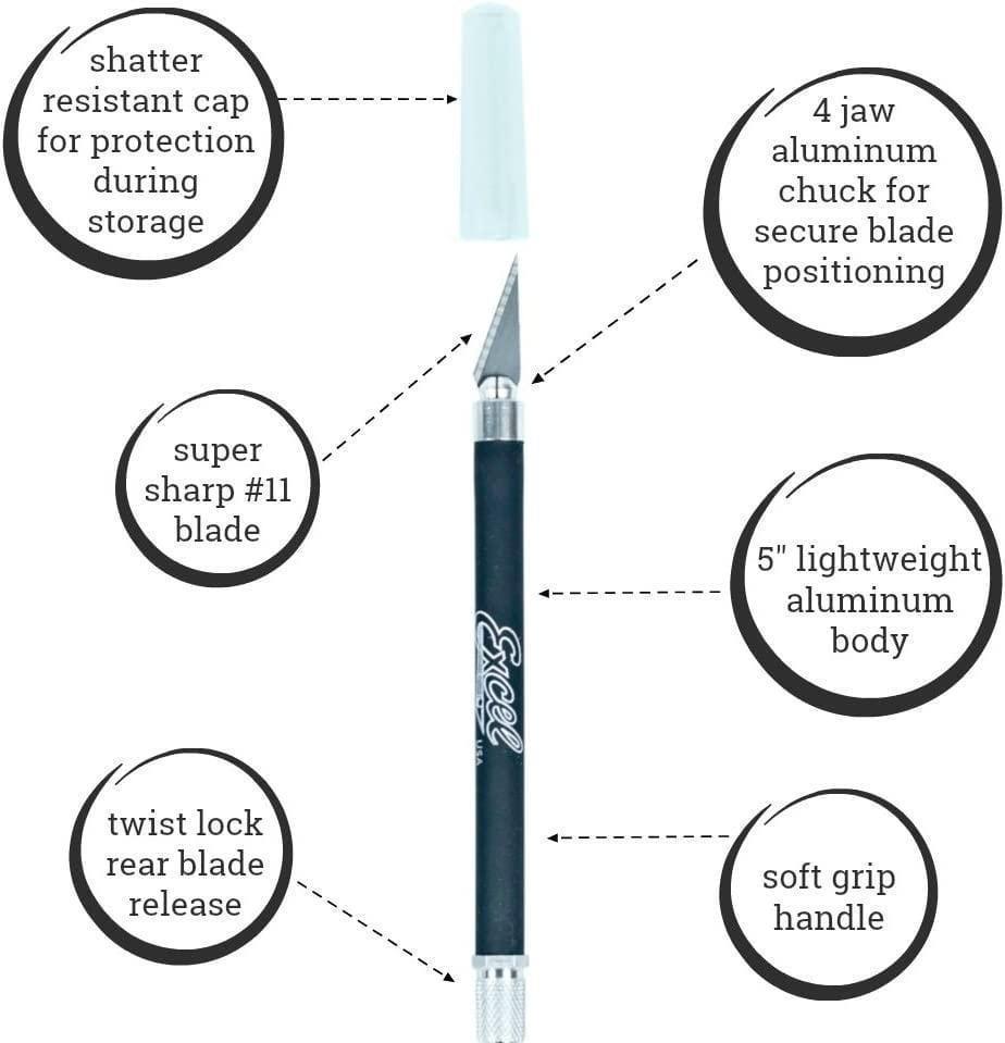 Soft Grip Hobby Knife Excel K18 with Safety Cap, American Made Light Duty Craft Knife - NORTH RIVER OUTDOORS