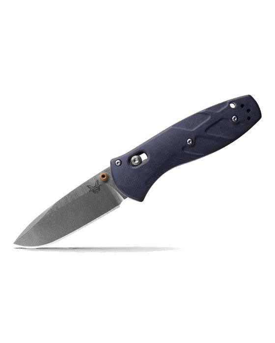 Benchmade 585-03 Mini Barrage Axis Assisted Folding Knife 2.91" S30V Satin Drop Point Plain Blue Canyon Handles - NORTH RIVER OUTDOORS