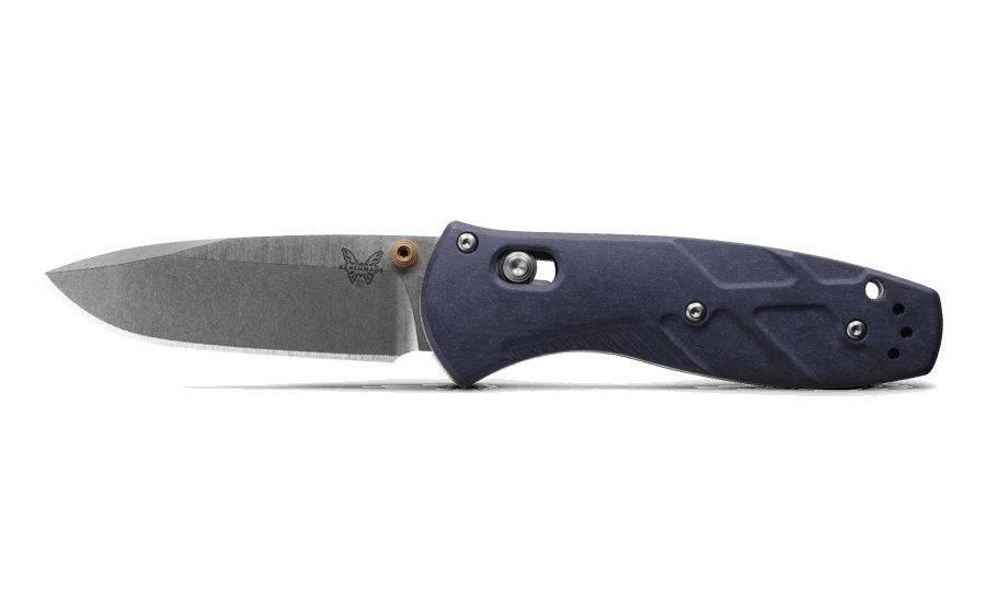 Benchmade 585-03 Mini Barrage Axis Assisted Folding Knife 2.91" S30V Satin Drop Point Plain Blue Canyon Handles - NORTH RIVER OUTDOORS
