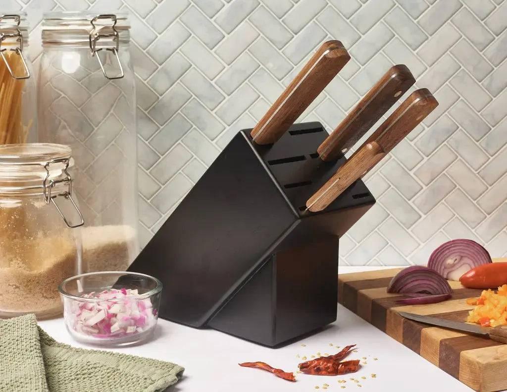 OLD HICKORY 5 PC KITCHEN KNIFE SET WITH BLOCK (USA) ) - NORTH RIVER OUTDOORS