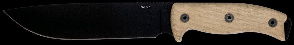 Ontario RAT-7 Survival Knife 7" Plain Blade, Micarta Handles, Nylon Sheath - 8668 - NORTH RIVER OUTDOORS