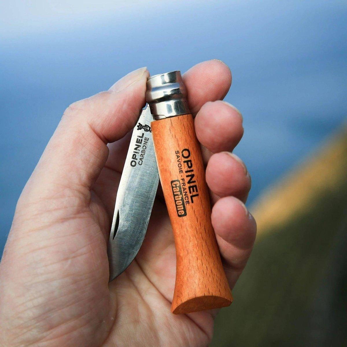 Opinel No.8 Carbon Knife with Sheath, Wooden Slide Gift Box (France) - NORTH RIVER OUTDOORS