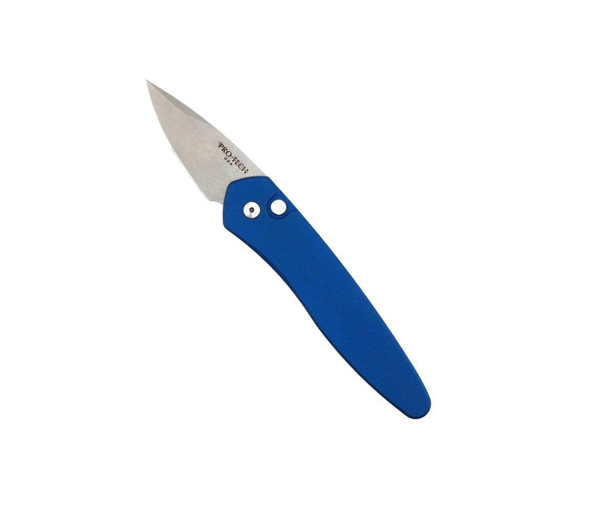 Pre-Owned Pro-Tech Half Breed Auto 3605-BLUE Handle Stonewash Blade - NORTH RIVER OUTDOORS