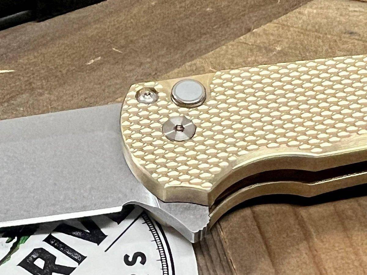 Pro-Tech 5311 Malibu Manual Flipper Knife 3.30" MagnaCut Stonewashed Wharncliffe Bronze Handle - NORTH RIVER OUTDOORS