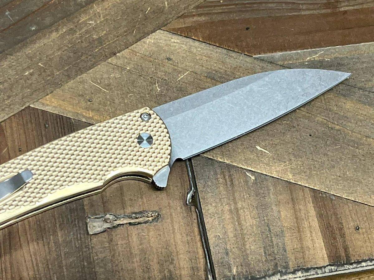 Pro-Tech 5311 Malibu Manual Flipper Knife 3.30" MagnaCut Stonewashed Wharncliffe Bronze Handle - NORTH RIVER OUTDOORS