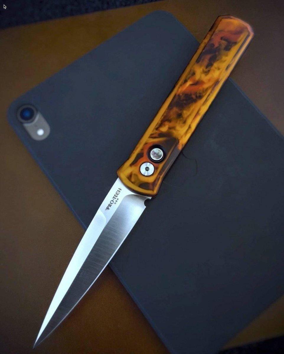 Pro-Tech 921-DF1 Godfather Auto Del Fuego Custom Knife (4") - NORTH RIVER OUTDOORS