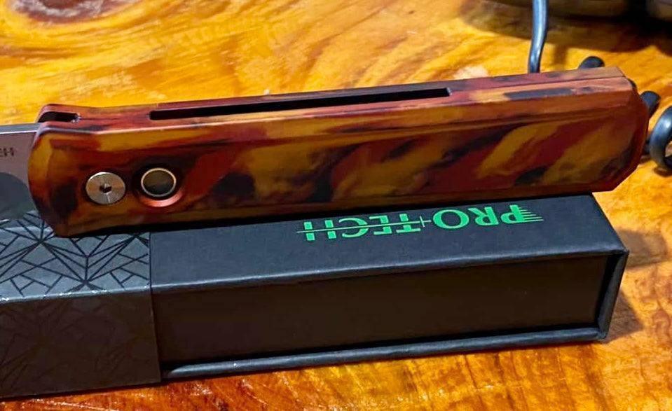 Pro-Tech 921-DF1 Godfather Auto Del Fuego Custom Knife (4") - NORTH RIVER OUTDOORS