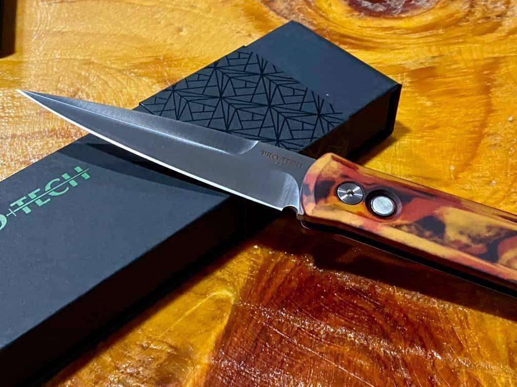 Pro-Tech 921-DF1 Godfather Auto Del Fuego Custom Knife (4") - NORTH RIVER OUTDOORS