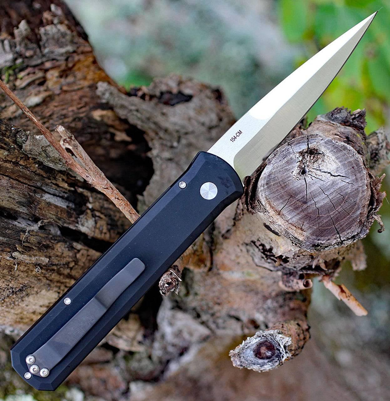 Pro-Tech 921-SATIN Godfather Auto Black Handle Knife (4") - NORTH RIVER OUTDOORS