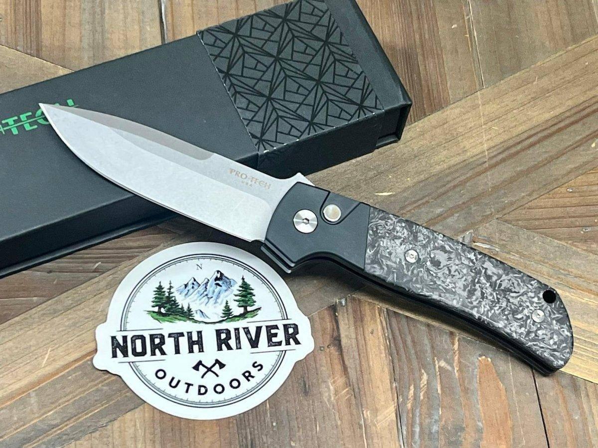 Pro-Tech Bob Terzuola ATCF Auto Folding Knife 3.5" Stonewashed MagnaCut Dark Matter FatCarbon Inlays - NORTH RIVER OUTDOORS