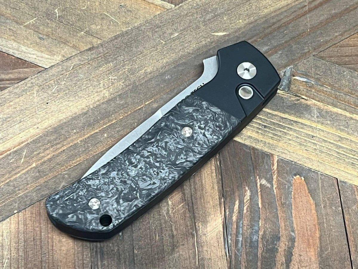 Pro-Tech Bob Terzuola ATCF Auto Folding Knife 3.5" Stonewashed MagnaCut Dark Matter FatCarbon Inlays - NORTH RIVER OUTDOORS
