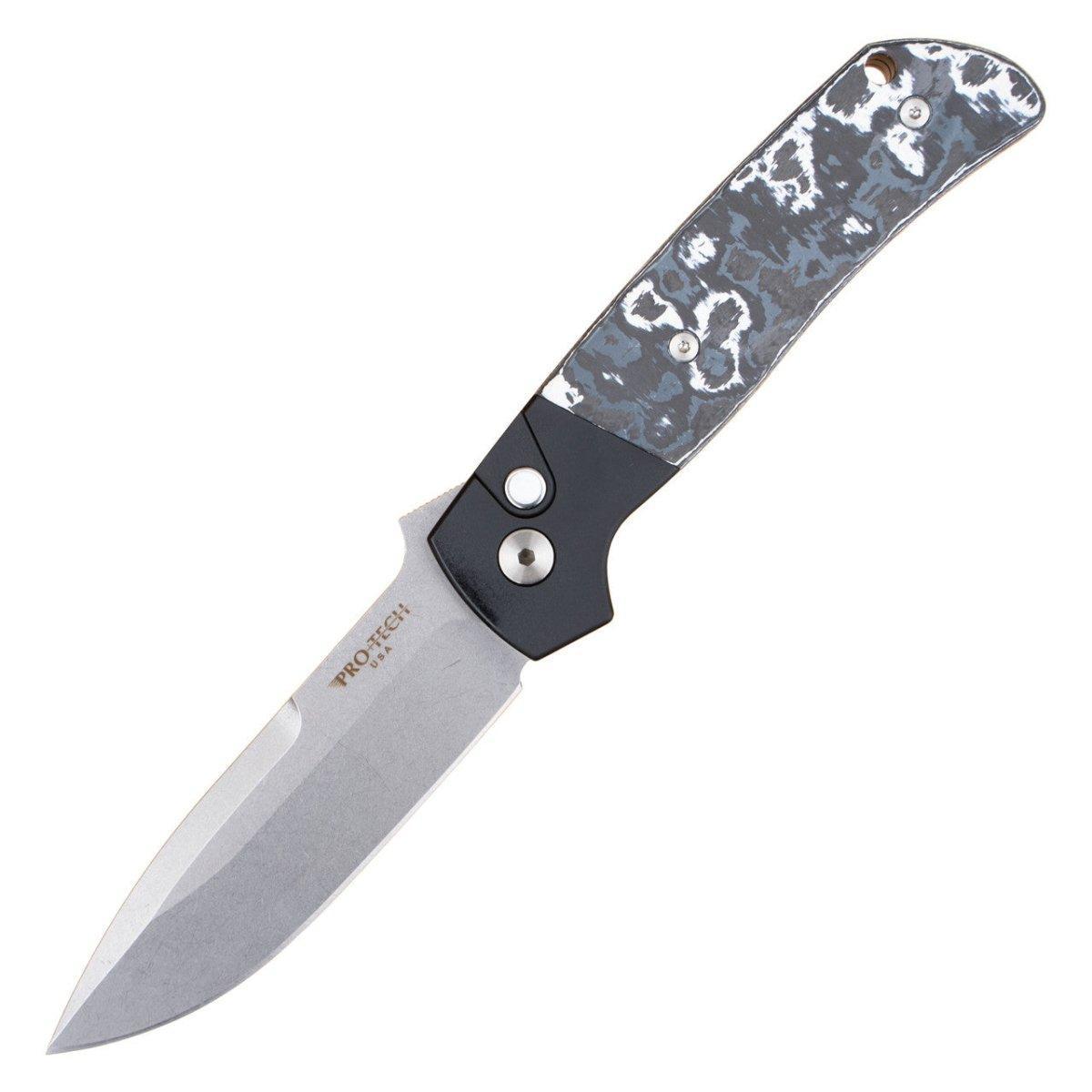 Pro-Tech Bob Terzuola ATCF Auto Folding Knife 3.5" Stonewashed MagnaCut FatCarbon White - NORTH RIVER OUTDOORS