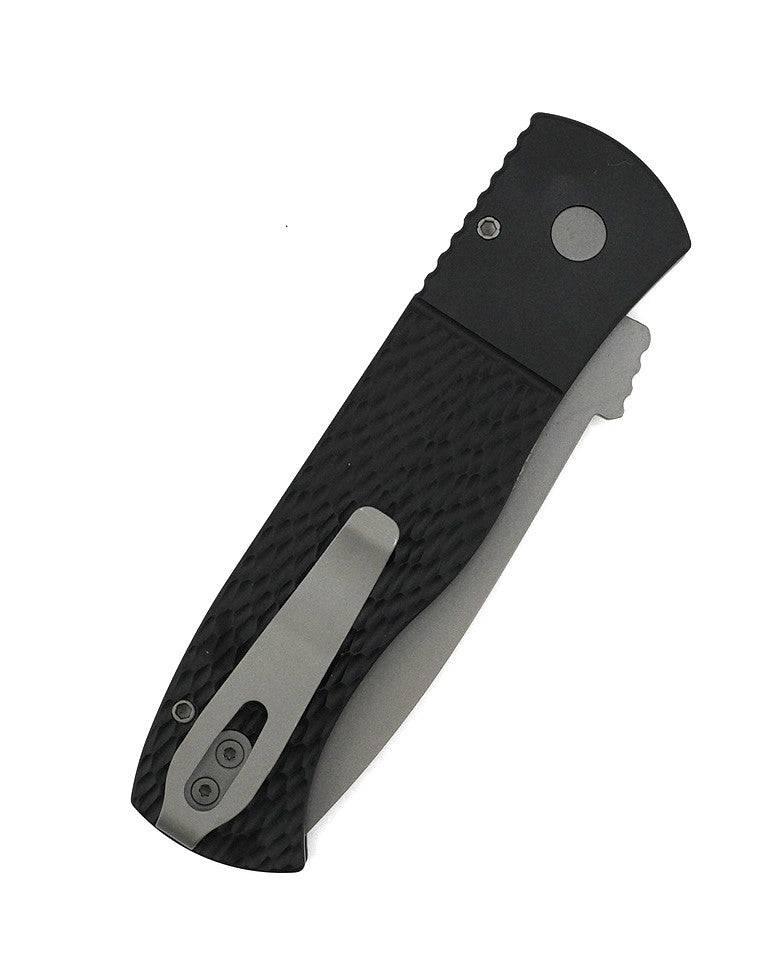 Pro-Tech E7T05 Emerson CQC7 Auto Folding Knife 3.25" 154CM Tanto Plain Blade Black Jigged Handles - NORTH RIVER OUTDOORS