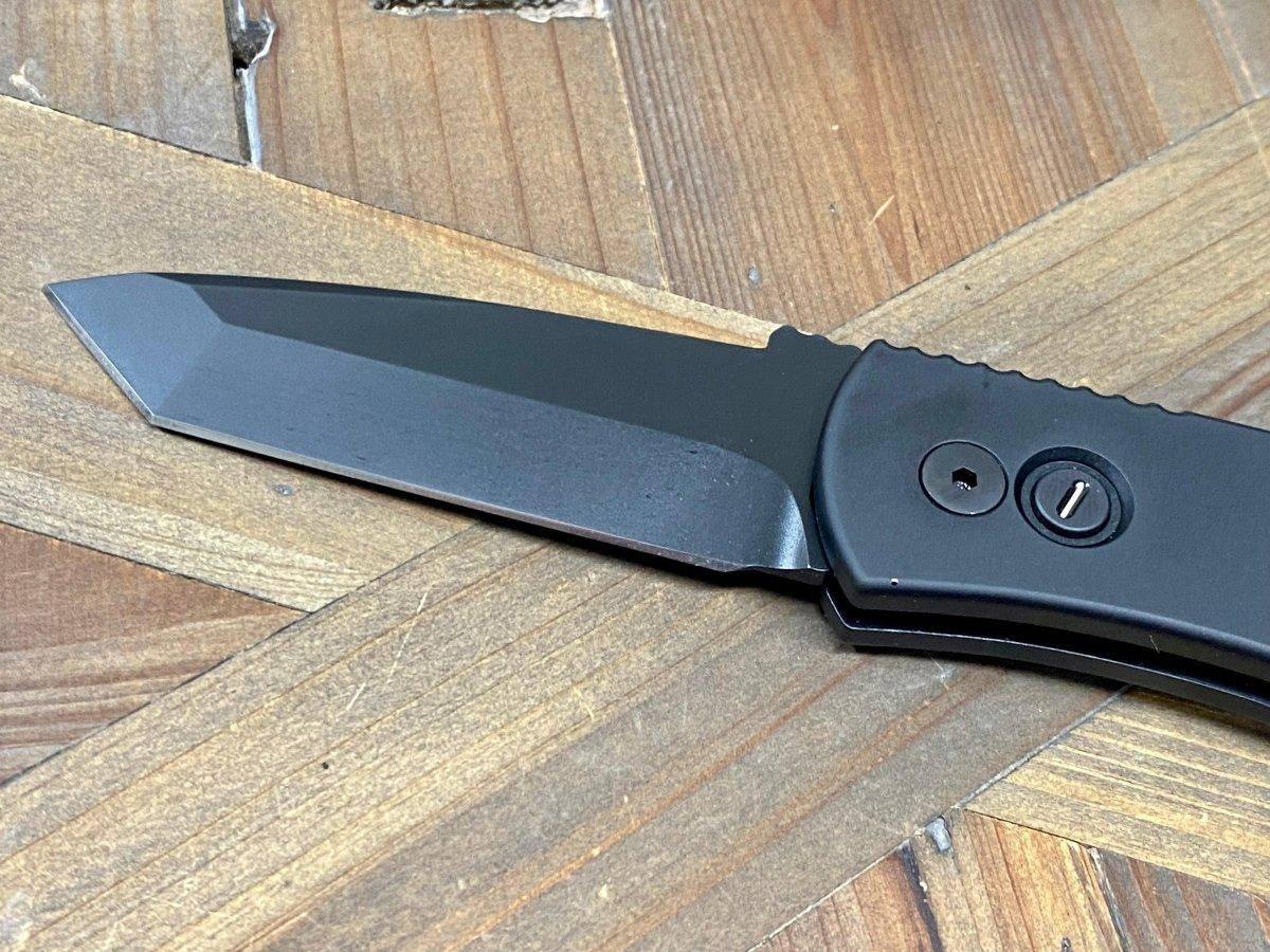 Pro-Tech Emerson E7T Operator Tritium Button Tanto Knife (3.25" Black) - NORTH RIVER OUTDOORS