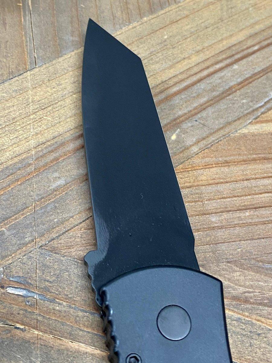 Pro-Tech Emerson E7T Operator Tritium Button Tanto Knife (3.25" Black) - NORTH RIVER OUTDOORS