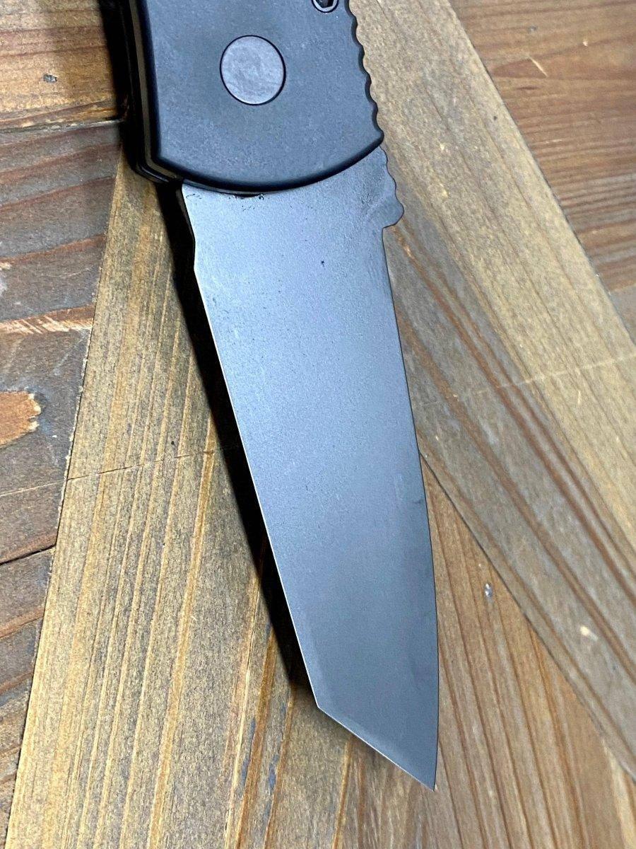 Pro-Tech Emerson E7T Operator Tritium Button Tanto Knife (3.25" Black) - NORTH RIVER OUTDOORS