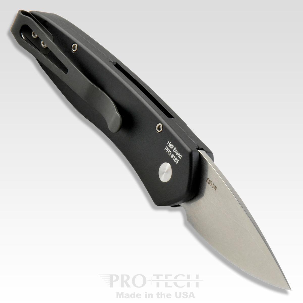 Pro-Tech Half Breed Auto 3605 Black Handle Stonewash BLade - NORTH RIVER OUTDOORS