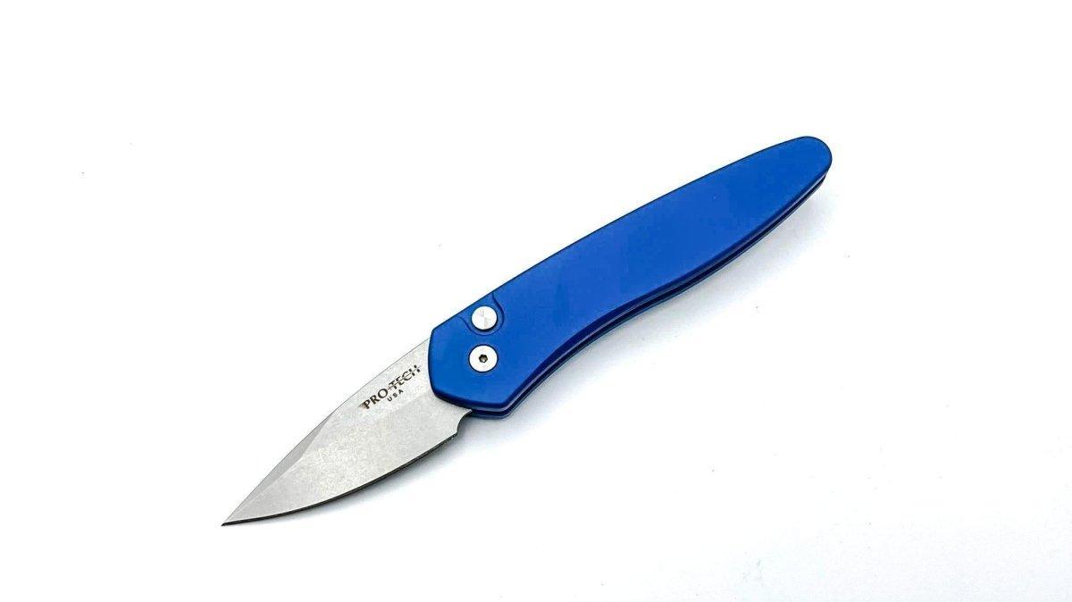 Pro-Tech Half Breed Auto 3605-BLUE Handle Stonewash BLade - NORTH RIVER OUTDOORS