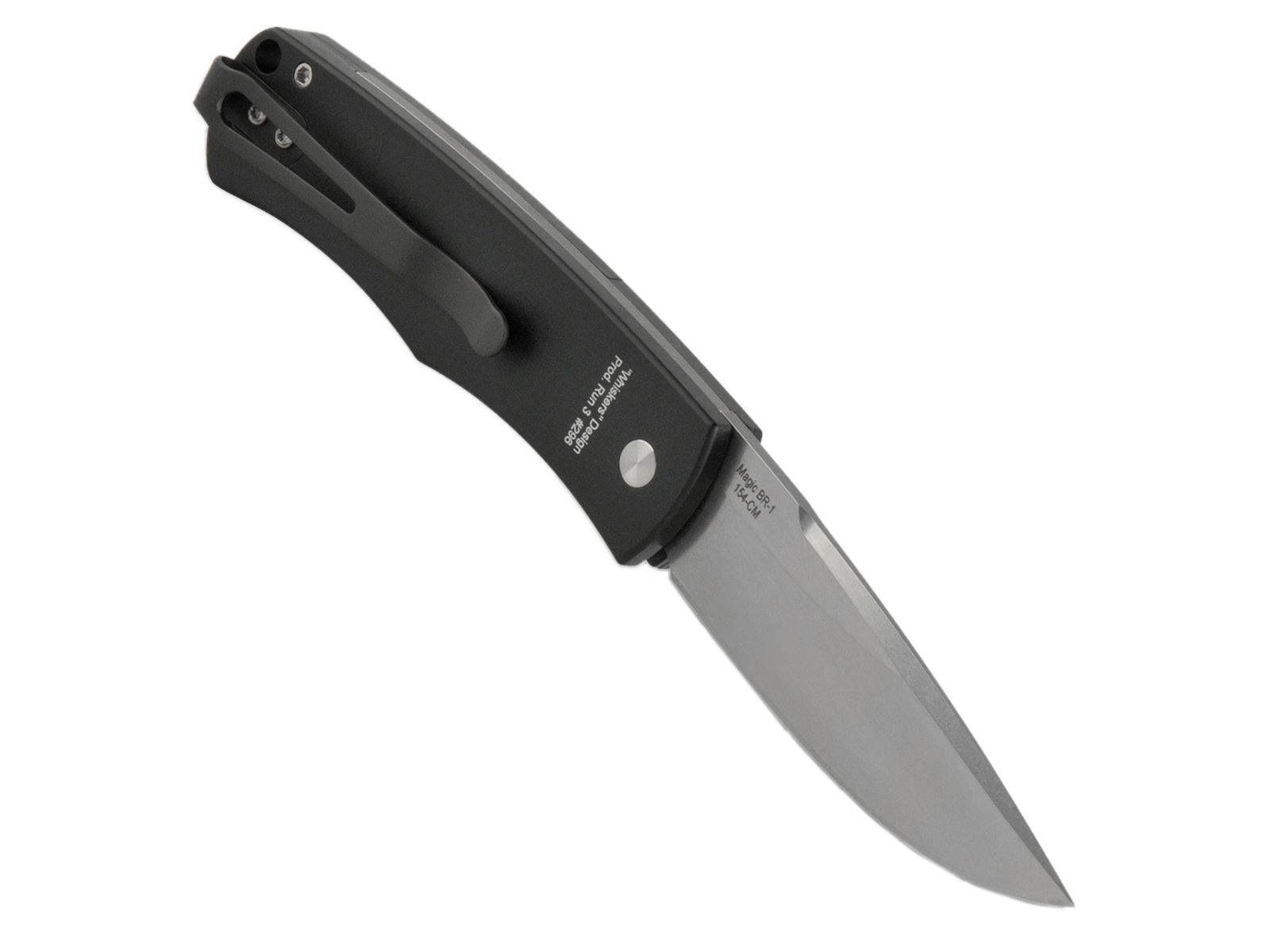 Pro-Tech Magic "Whiskers" BR-1.51 Auto Stonewash Black Micarta Inlay Tuxedo (USA) - NORTH RIVER OUTDOORS