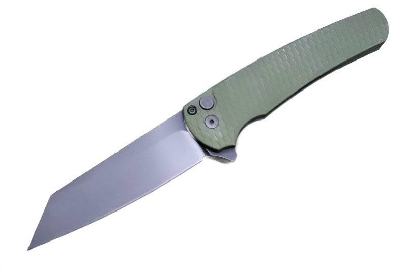 Pro-Tech Malibu Flipper Green Dragon Scale Aluminum Black DLC Blade (3.25" CPM-20CV) 5236-Green - NORTH RIVER OUTDOORS