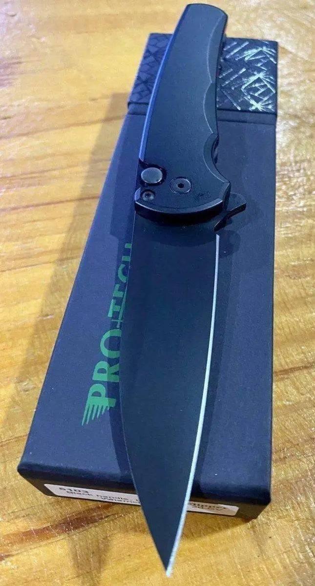 Pro-Tech Malibu Wharncliffe Flipper Knife (3.3" DLC) - NORTH RIVER OUTDOORS
