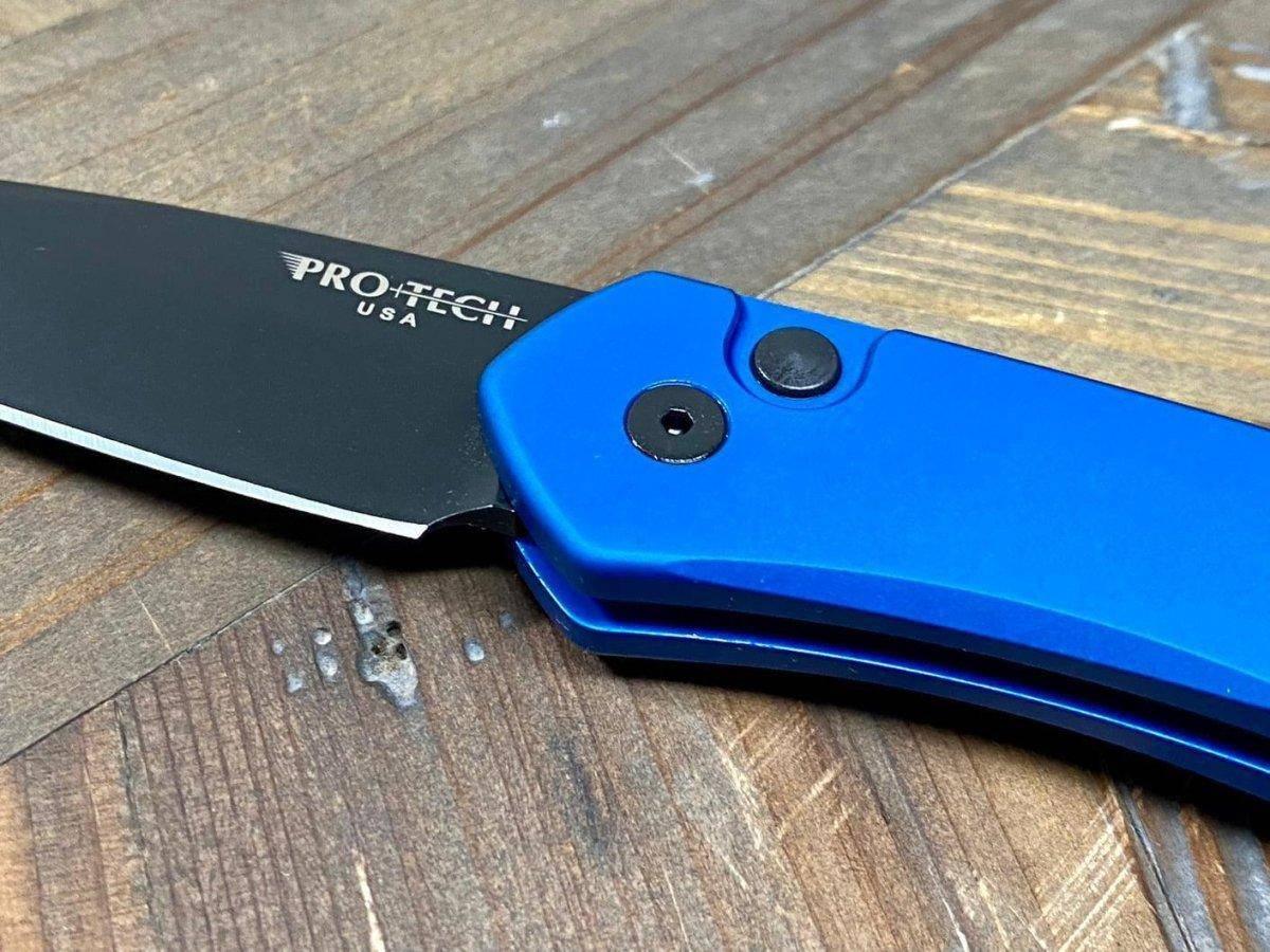 Pro-Tech Newport 3407-BLUE Auto Knife Black (3") (Blue Handle) - NORTH RIVER OUTDOORS