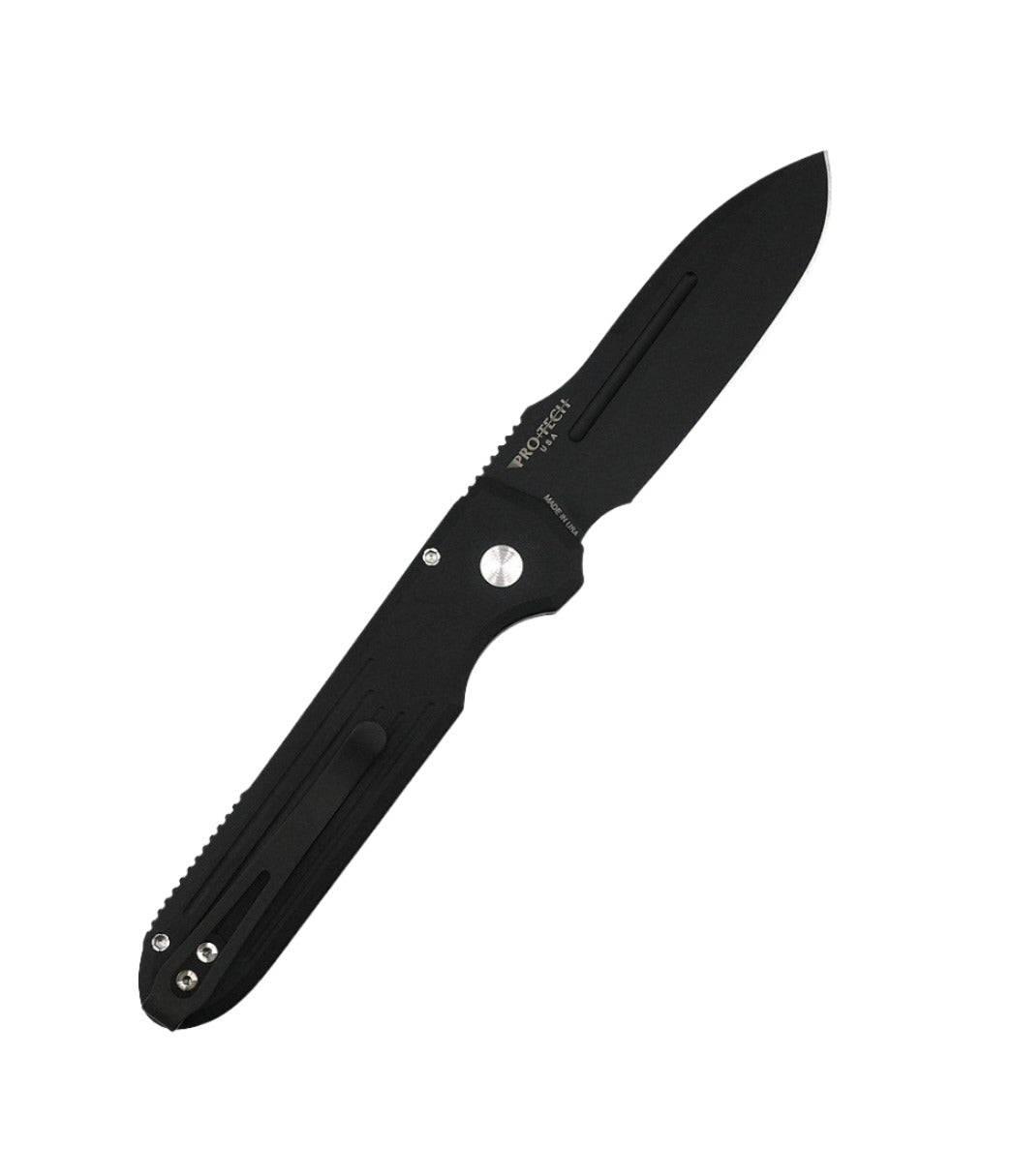 Pro-Tech Prometheus Design Werx Invictus Auto Folder Black Blade Black Handle Red G10 Push Button - NORTH RIVER OUTDOORS