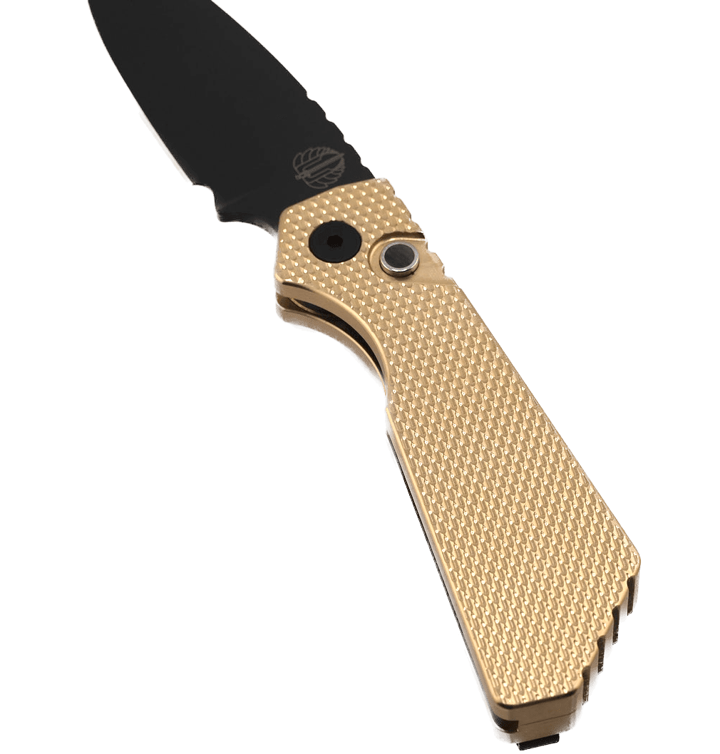 Pro-Tech Strider PT236 PT+ Auto Folding Knife 3.05" MagnaCut Black DLC Drop Point Blade AlBronze Bronze Handles - NORTH RIVER OUTDOORS