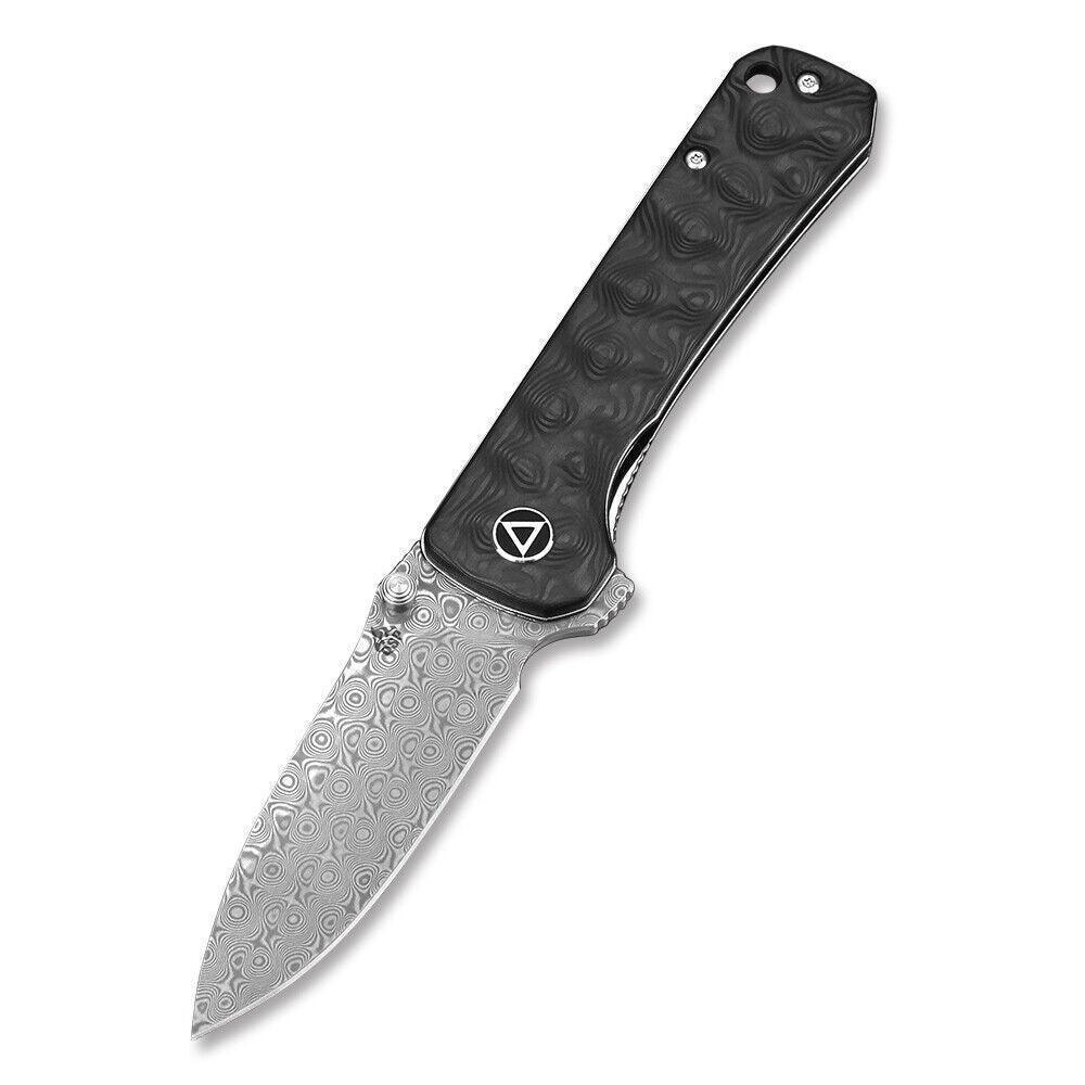 QSP Hawk QS131-A Folding Knife 3.225" Damascus Carbon Fiber - NORTH RIVER OUTDOORS