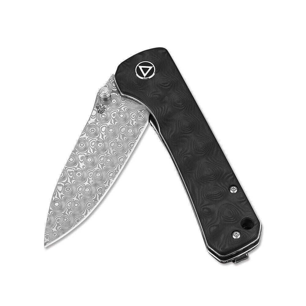QSP Hawk QS131-A Folding Knife 3.225" Damascus Carbon Fiber - NORTH RIVER OUTDOORS