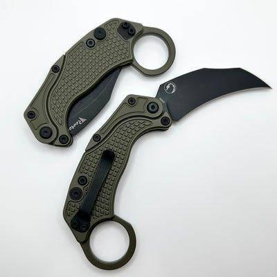 Reate Exo-K Karambit Gravity Knife Green Aluminum (3.1" Black PVD) - NORTH RIVER OUTDOORS