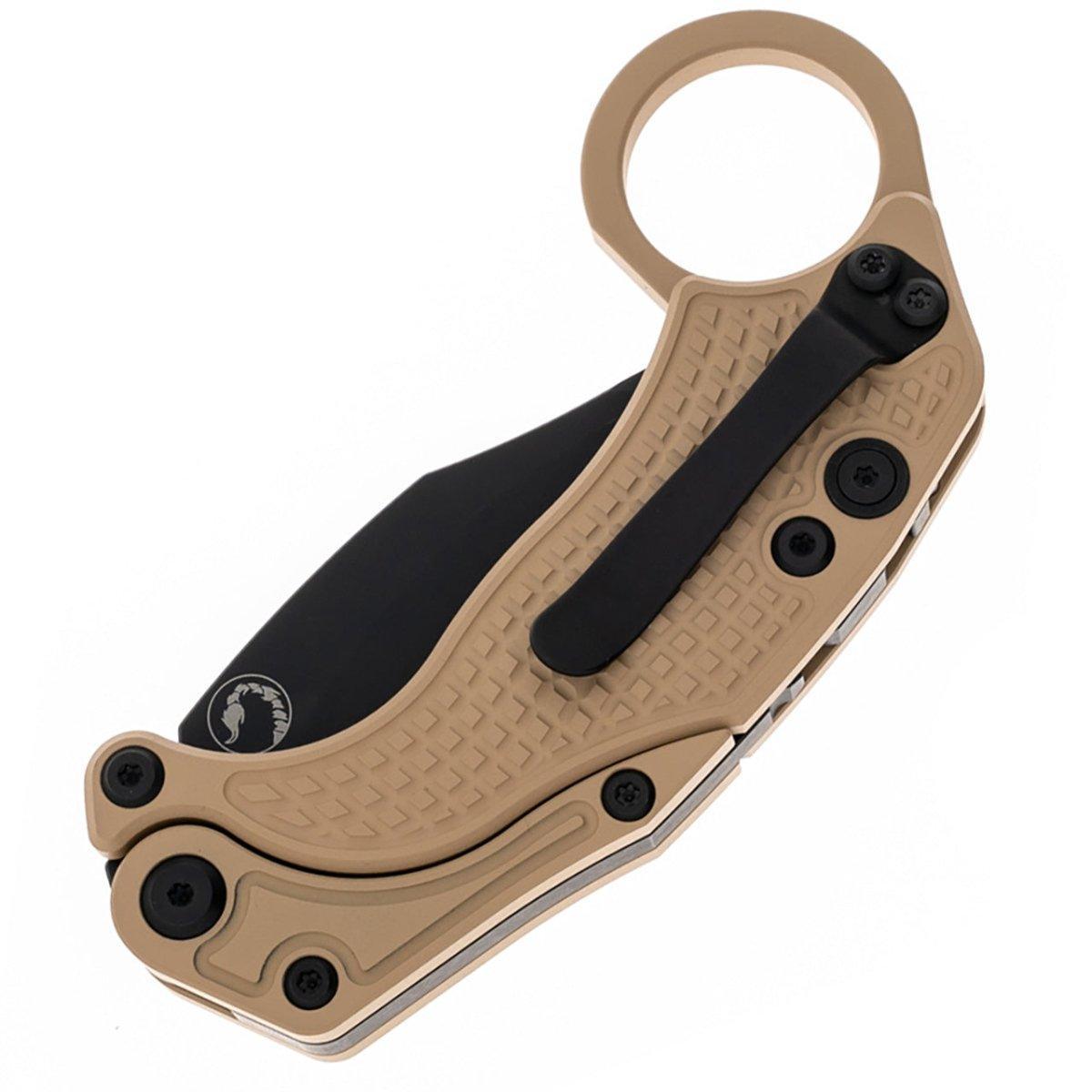 Reate Exo-K Karambit Gravity Knife Tan Aluminum (3.1" Black PVD) - NORTH RIVER OUTDOORS