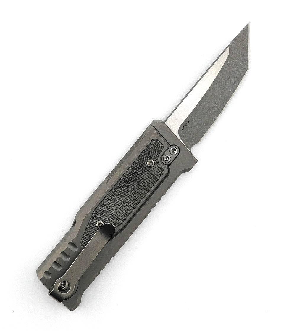 Reate EXO Mini Stonewash Tanto Gravity Knife Titanium Black Micarta (3V) - NORTH RIVER OUTDOORS